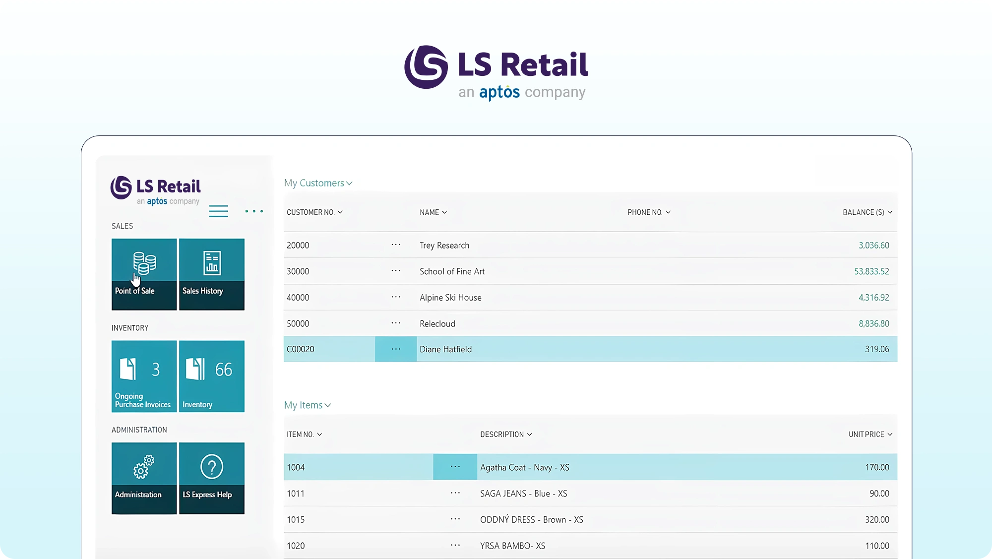 ls retail erp product screen