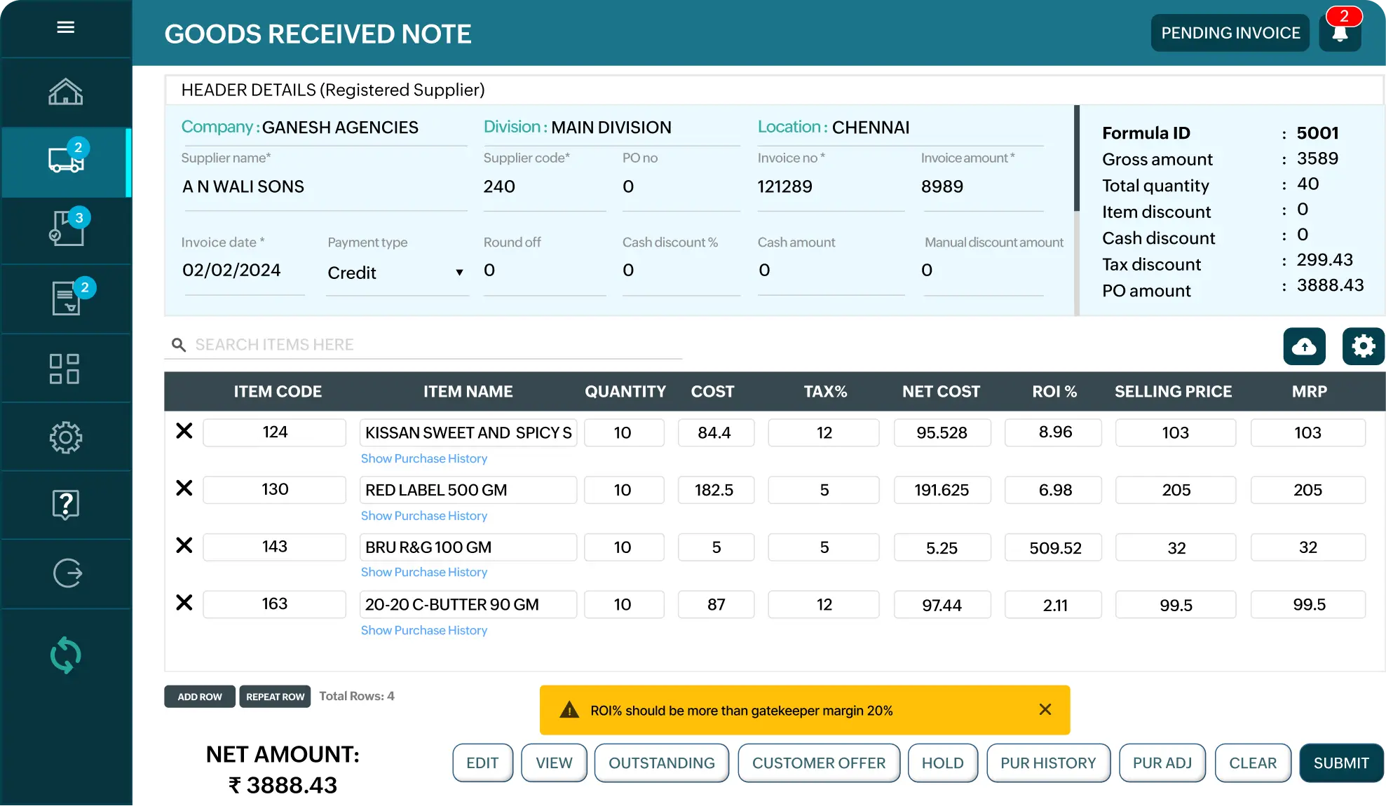 Track expenses, calculate margins, and determine GMROI using Gofrugal POS